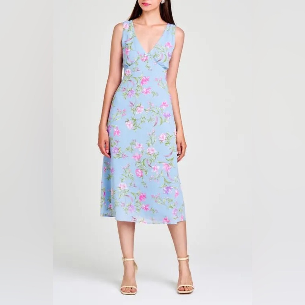 WAYF Dahlia Floral Print Midi Dress